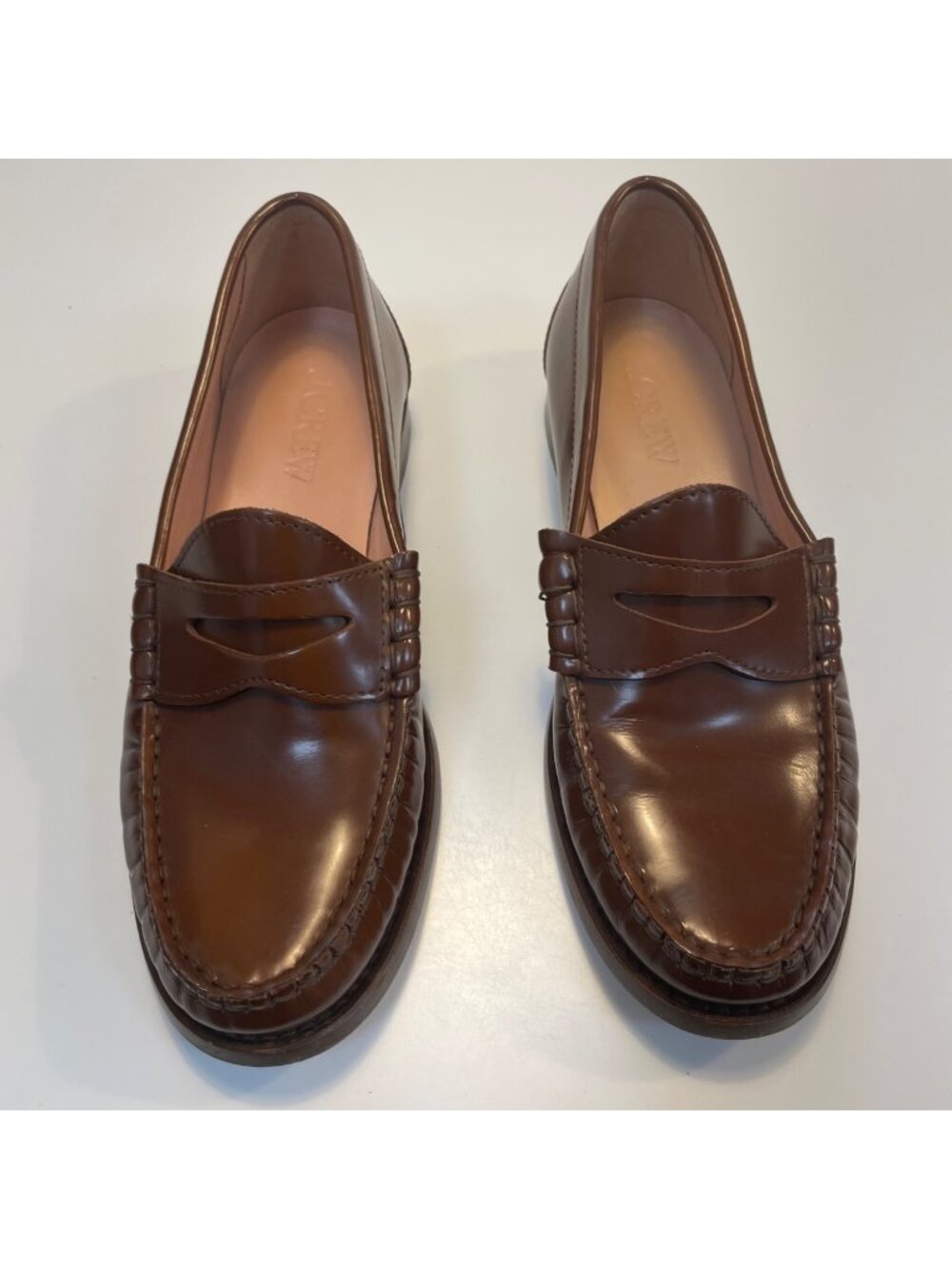 J. Crew Brown Leather Penny Loafers, Size 7.5